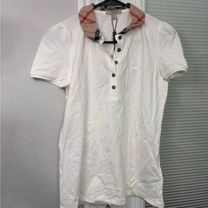 Burberry Cream Polo with Signature Check Trim